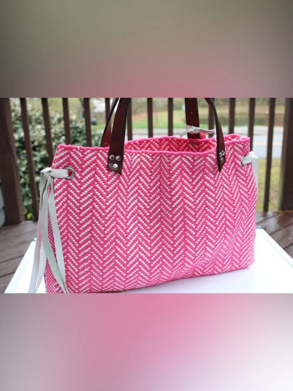 Handmade woven tote bag